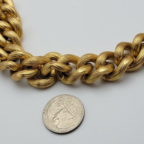 Vintage Anne Klein Necklace Gold Tone Curb Link Chain 24 Inch Toggle Clasp - Picture 7 of 8
